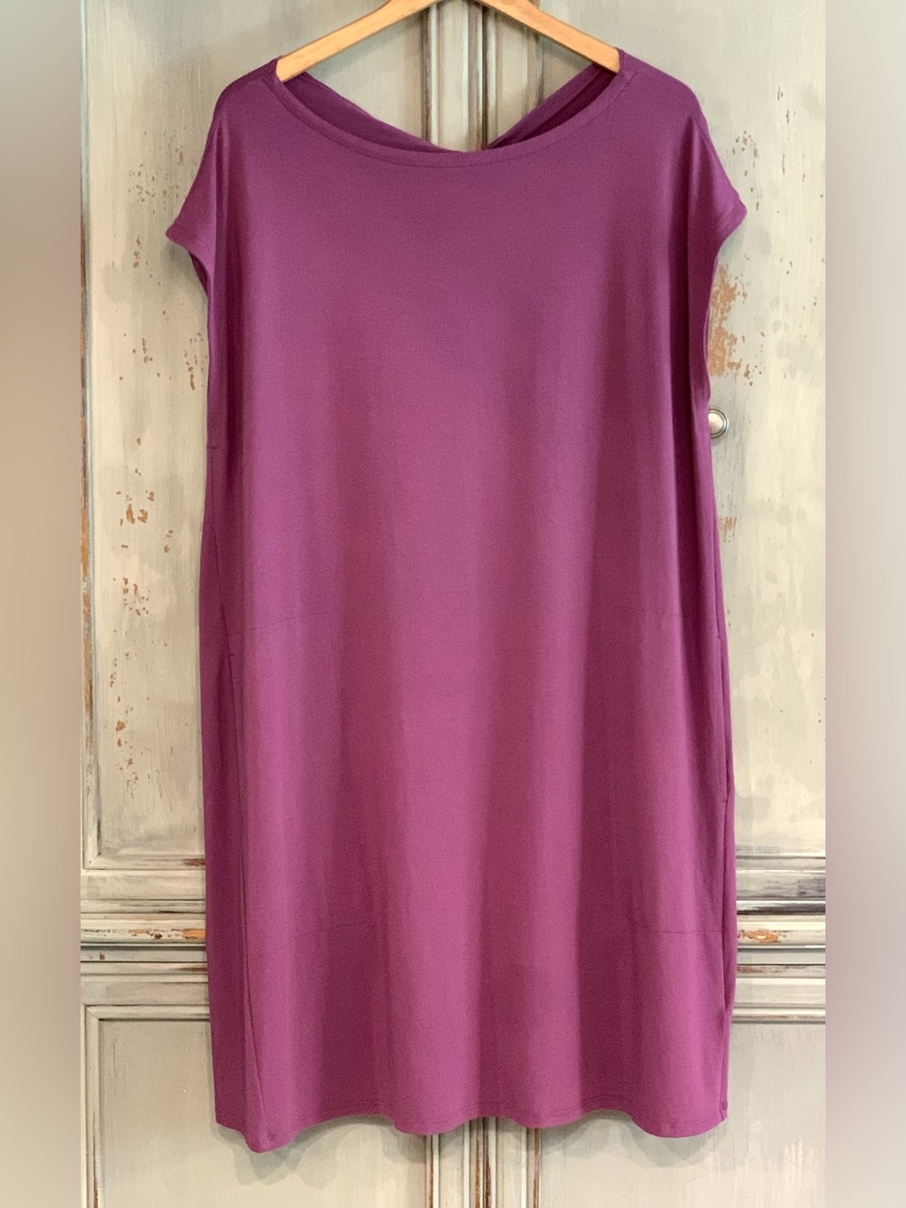 Eileen Fisher Purple Plum Knit Shift Dress Sz XL